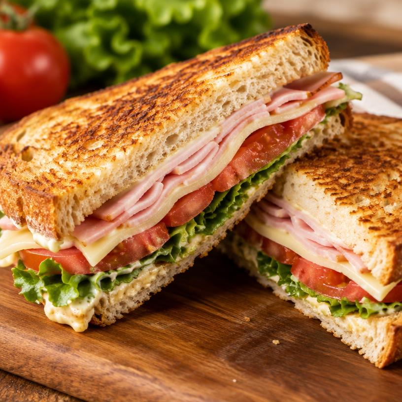 Sanduíche de presunto e queijo